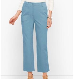 NWT High Waist Patch Pocket Crop Talbots Size 10P Blue Straight Leg 23" Inseam